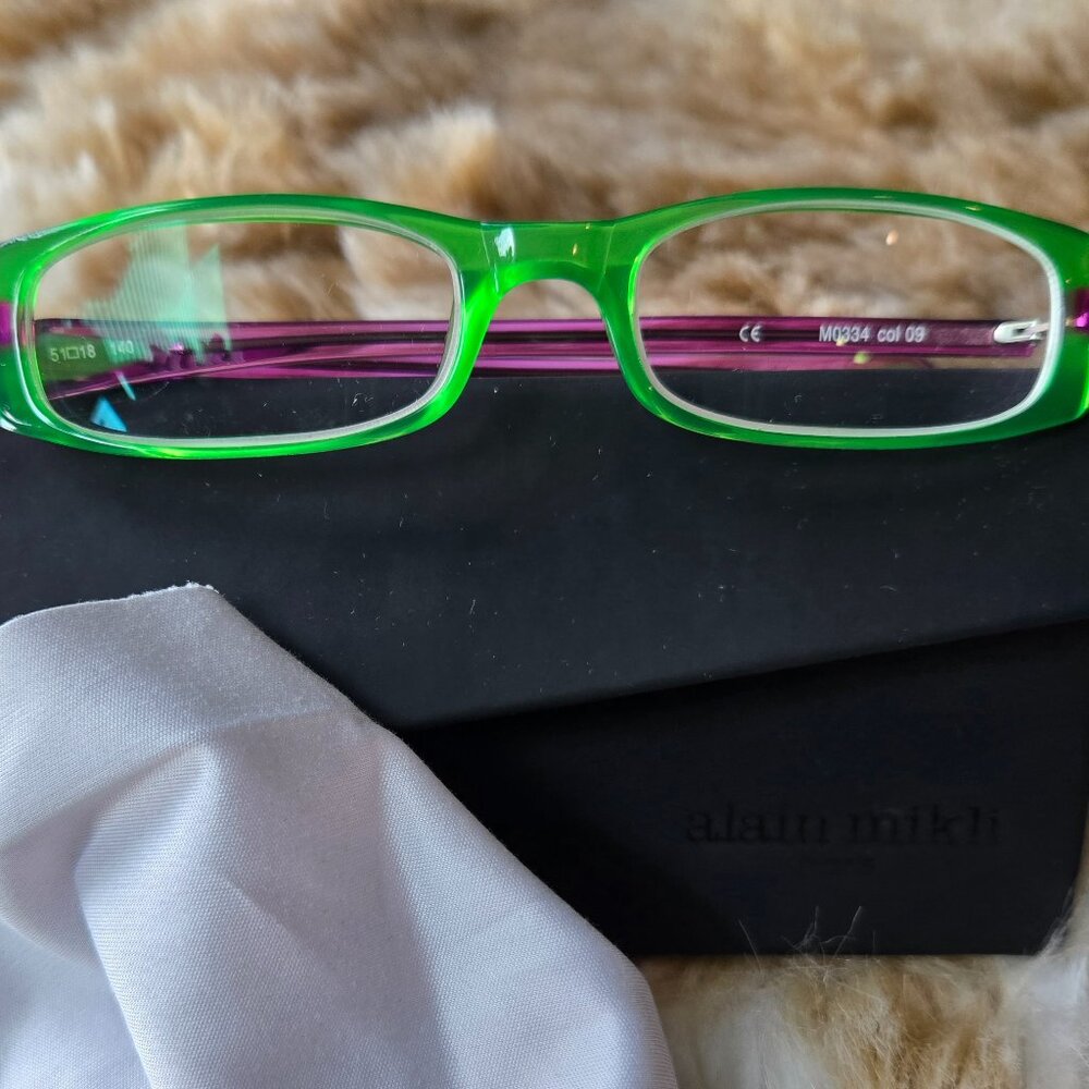 Alan Mikli Green Purple Eyeglasses Frames Case Cloth M0334 col 09